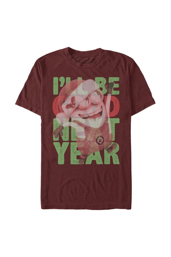 Men's Despicable Me Christmas Minions Good Next Year Graphic Tee Cardinal Small