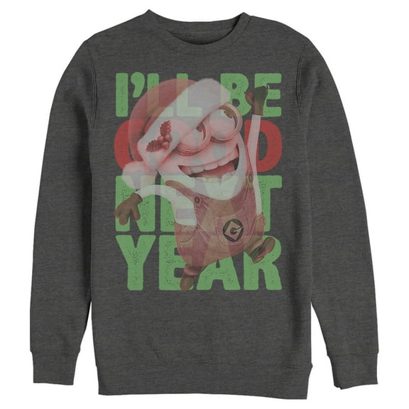 Men's Despicable Me Christmas Minions Good Next Year  Sweatshirt Charcoal Heather Large