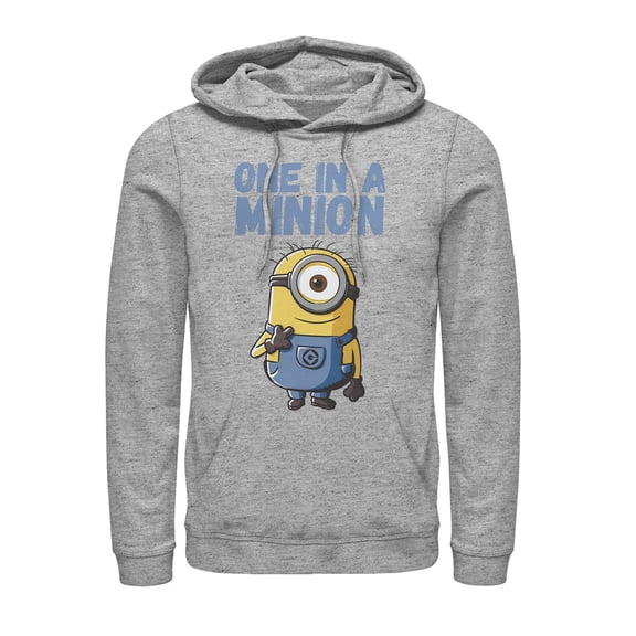 Men's Despicable Me Cute One in a Minion  Pull Over Hoodie Athletic Heather X Large