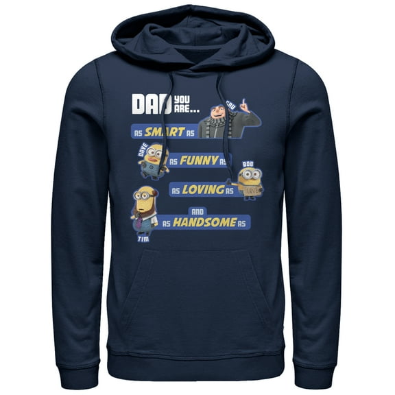 Men's Despicable Me Dad Best Qualities Pull Over Hoodie Navy Blue Large