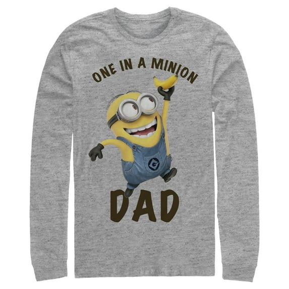 Men's Despicable Me Dave One in a Minion Dad Long Sleeve Shirt Athletic Heather 2X Large