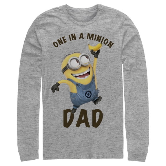 Men's Despicable Me Dave One in a Minion Dad Long Sleeve Shirt Athletic Heather Medium