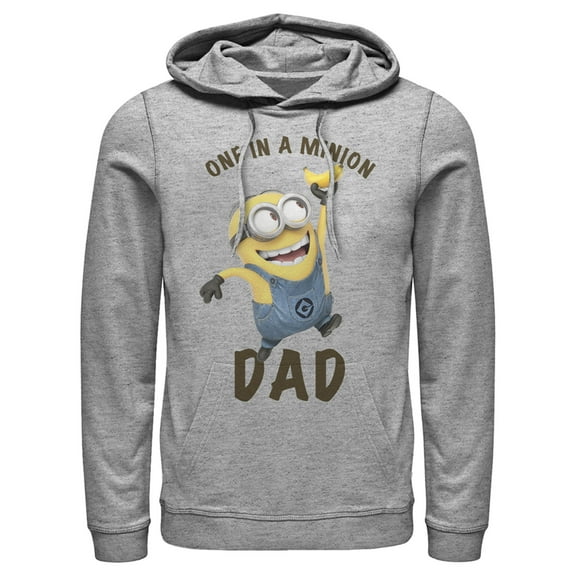 Men's Despicable Me Dave One in a Minion Dad  Pull Over Hoodie Athletic Heather 2X Large
