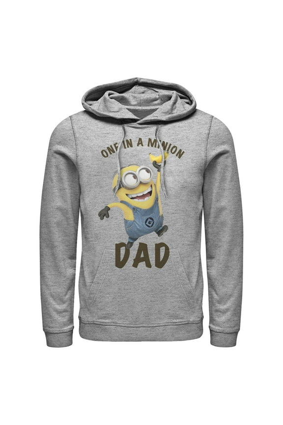 Men's Despicable Me Dave One in a Minion Dad Pull Over Hoodie Athletic Heather 3X Large