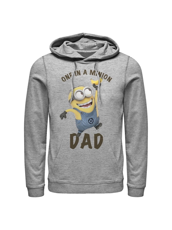 Men's Despicable Me Dave One in a Minion Dad Pull Over Hoodie Athletic Heather Small