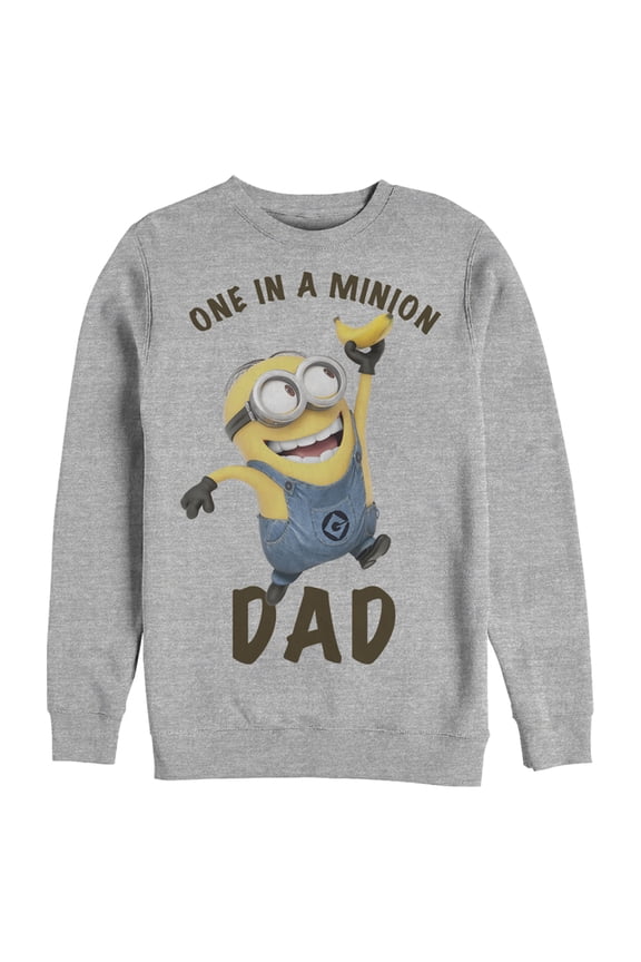 Men's Despicable Me Dave One in a Minion Dad Sweatshirt Athletic Heather Large
