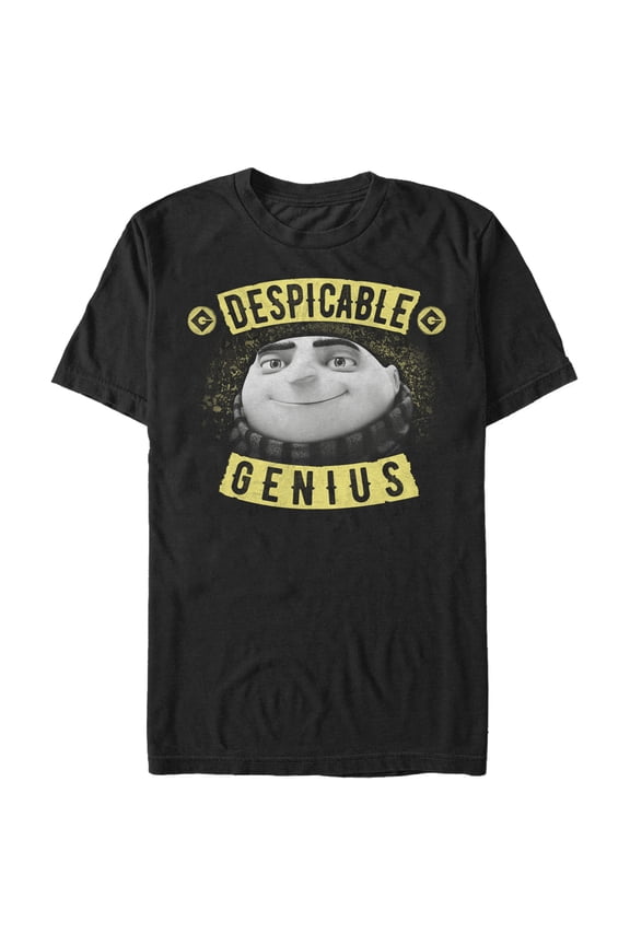 Men's Despicable Me Evil Genius Gru Banner Graphic Tee Black Small