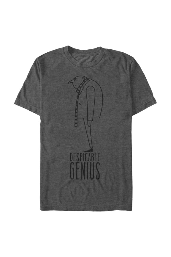 Men's Despicable Me Evil Genius Gru Profile Graphic Tee Charcoal Heather Medium