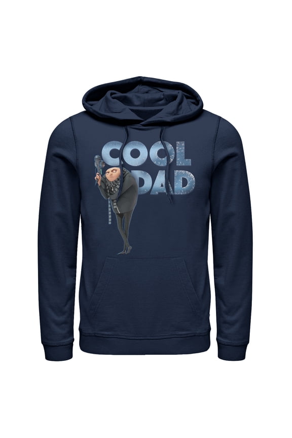 Men's Despicable Me Gru Cool Dad  Pull Over Hoodie Navy Blue Small
