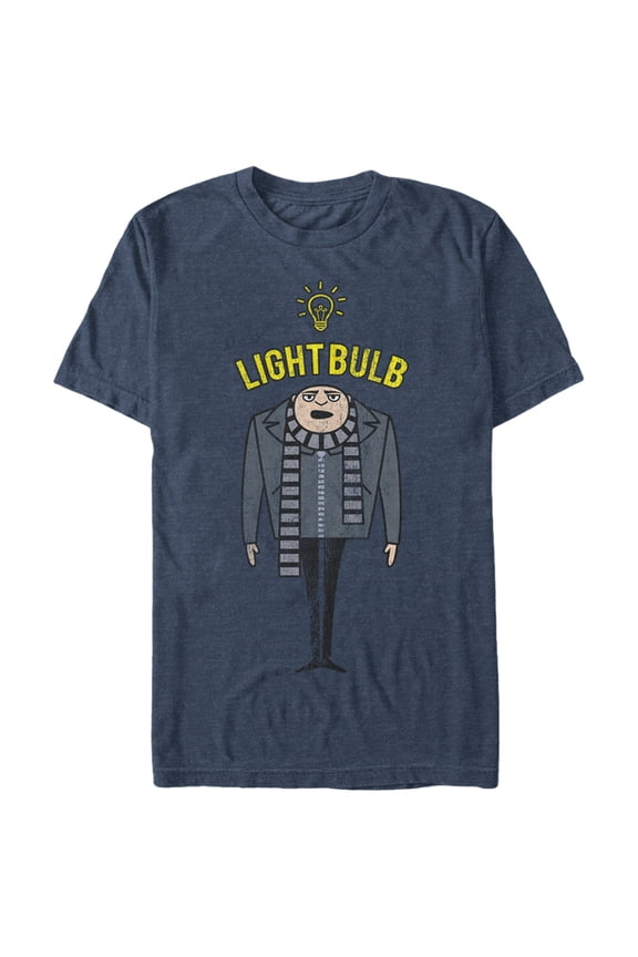 Men's Despicable Me Gru Lightbulb Graphic Tee Navy Blue Heather Medium