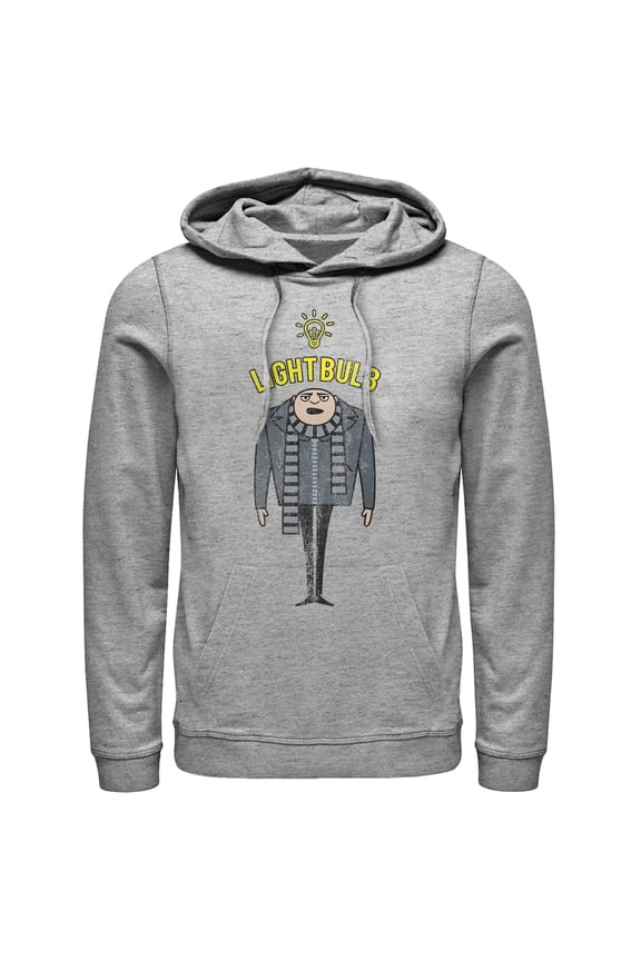 Men's Despicable Me Gru Lightbulb Pull Over Hoodie Athletic Heather 3X Large