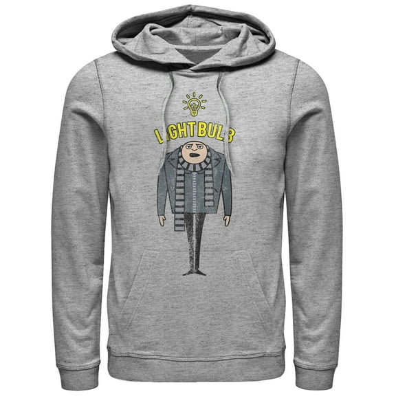 Men's Despicable Me Gru Lightbulb  Pull Over Hoodie Athletic Heather Small