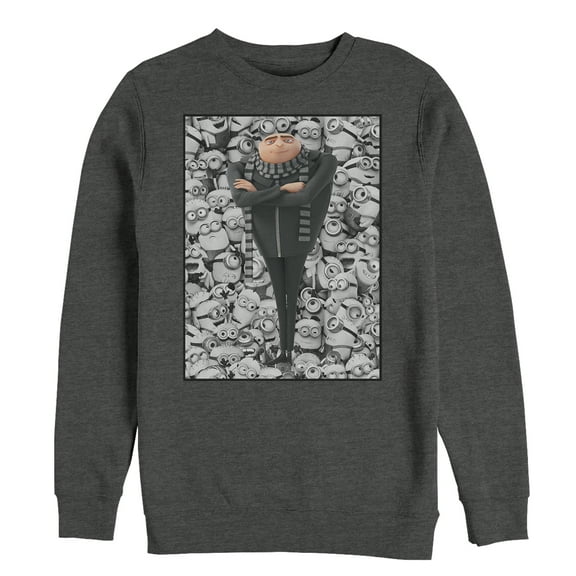 Men's Despicable Me Gru Montage  Sweatshirt Charcoal Heather Medium