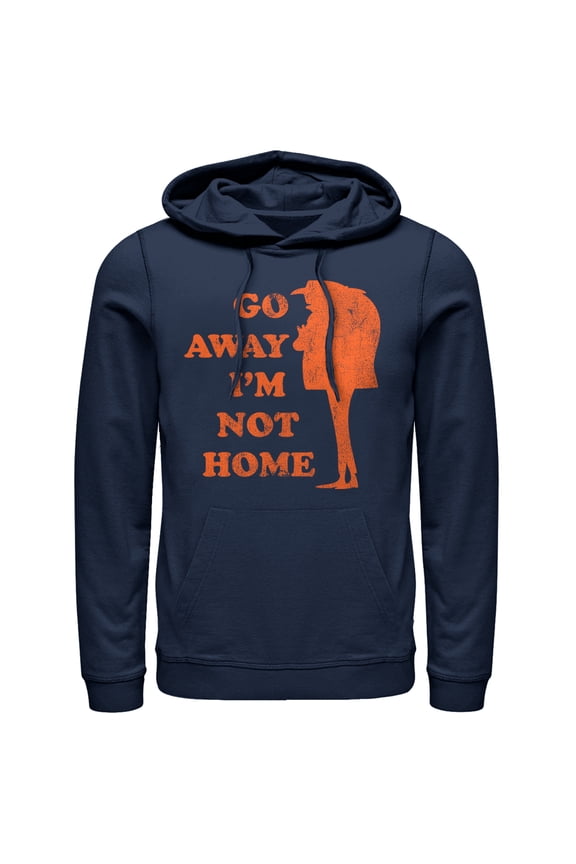 Men's Despicable Me Gru Not Home Pull Over Hoodie Navy Blue Small