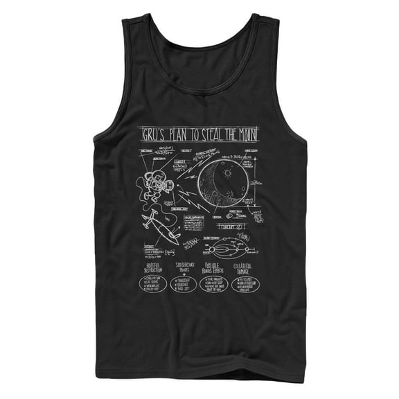 Men's Despicable Me Gru Plans to Steal Moon  Tank Top Black Small