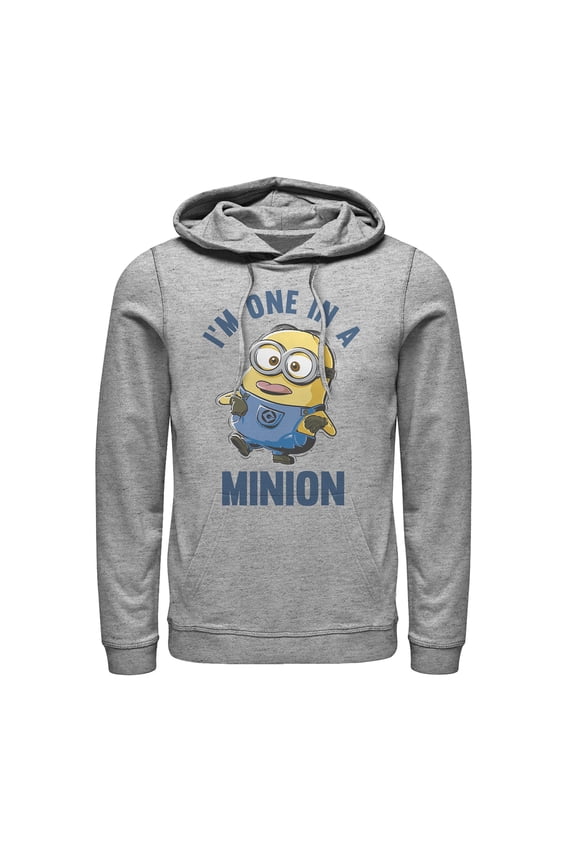 Men's Despicable Me I'm One in Minion  Pull Over Hoodie Athletic Heather Large