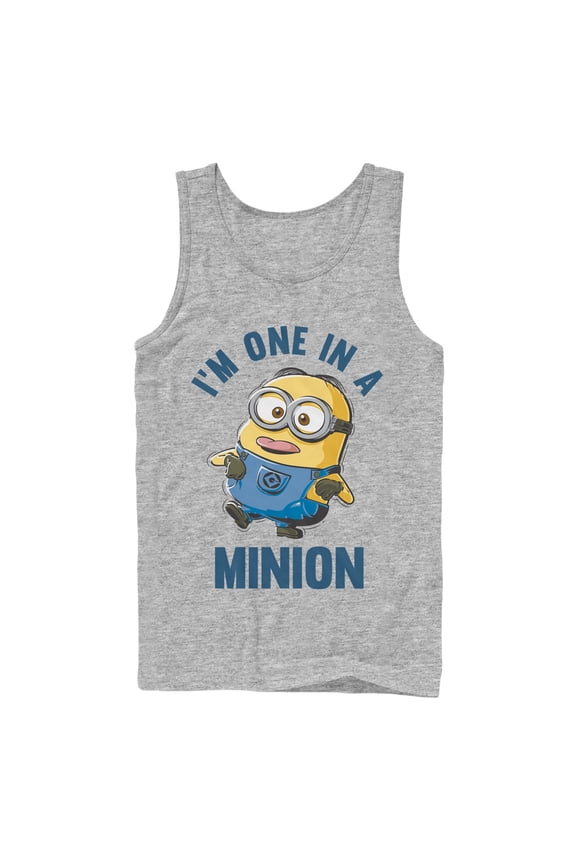 Men's Despicable Me I'm One in Minion Tank Top Athletic Heather X Large