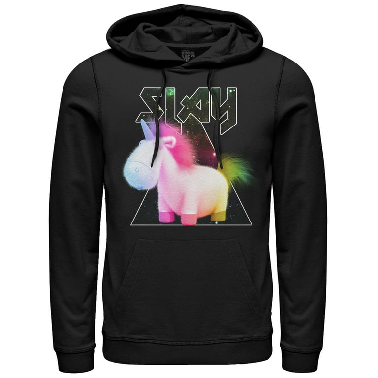 Men s Despicable Me Metal Rock Unicorn Pull Over Hoodie Black Small