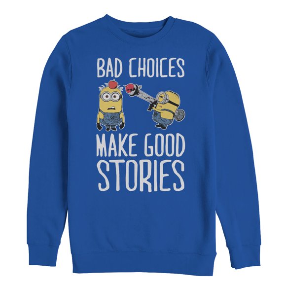 Men's Despicable Me Minion Bad Choices  Sweatshirt Royal Blue 2X Large