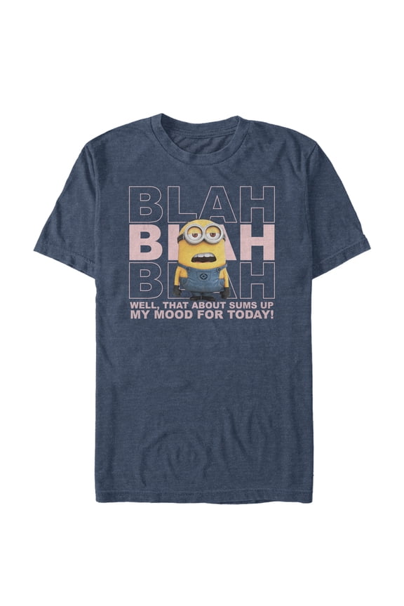 Men's Despicable Me Minion Blah Mood Graphic Tee Navy Blue Heather 5X Large