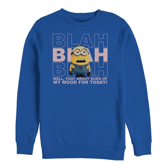Men's Despicable Me Minion Blah Mood  Sweatshirt Royal Blue 2X Large