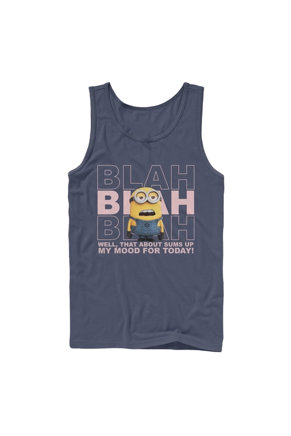 Men's Despicable Me Minion Blah Mood  Tank Top Navy Blue Large
