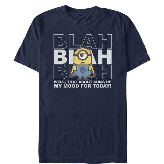 Men's Despicable Me Minion Blah Mood Today Graphic Tee Navy Blue Small