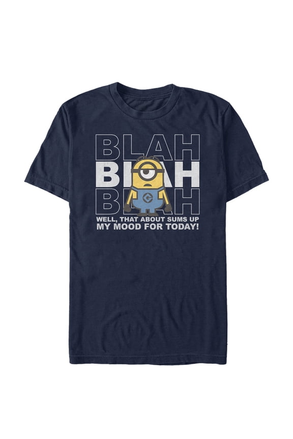 Men's Despicable Me Minion Blah Mood Today Graphic Tee Navy Blue Small