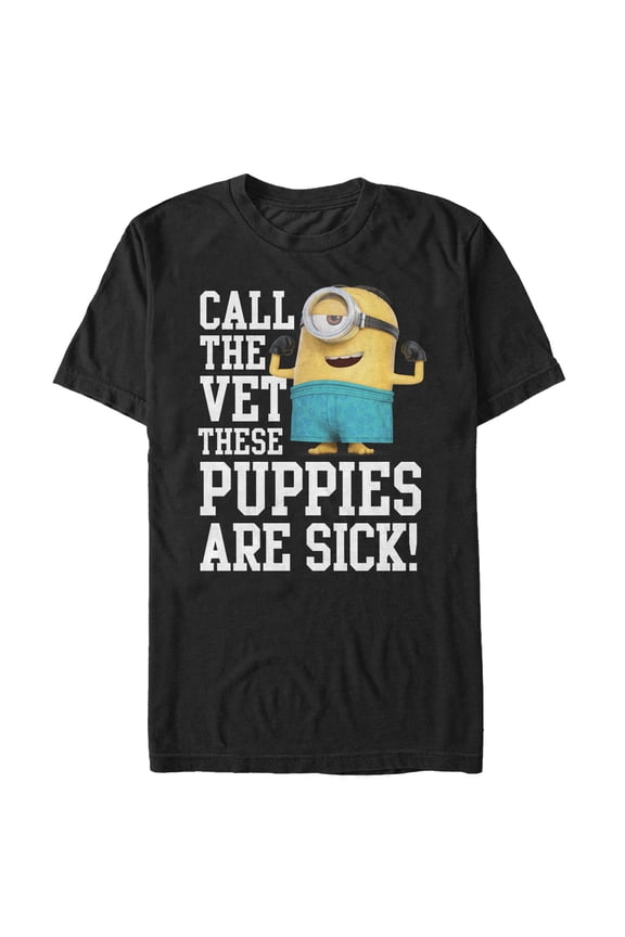 Men's Despicable Me Minion Call the Vet Graphic Tee Black Large