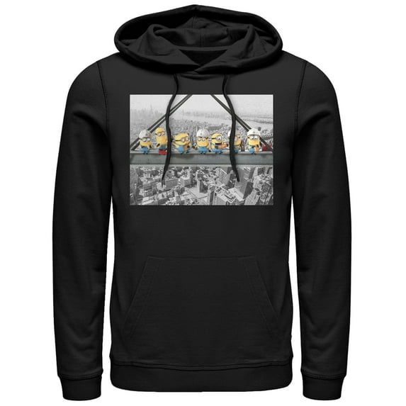 Men's Despicable Me Minion Construction Lunch Pull Over Hoodie Black 2X Large