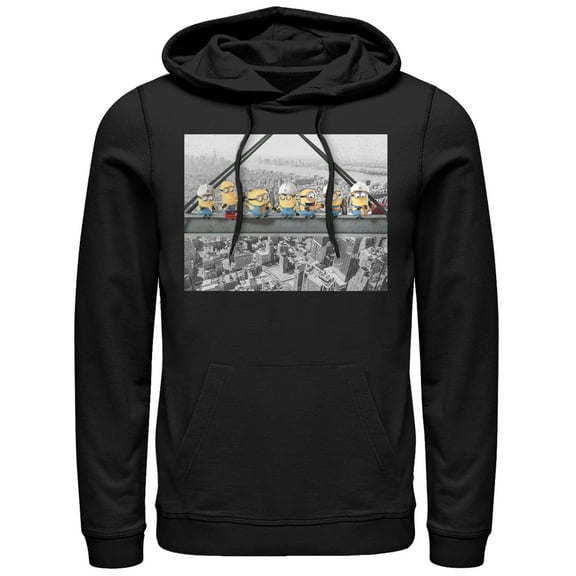 Men's Despicable Me Minion Construction Lunch  Pull Over Hoodie Black X Large