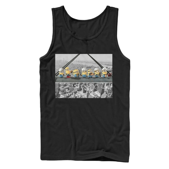 Men's Despicable Me Minion Construction Lunch Tank Top Black 2X Large