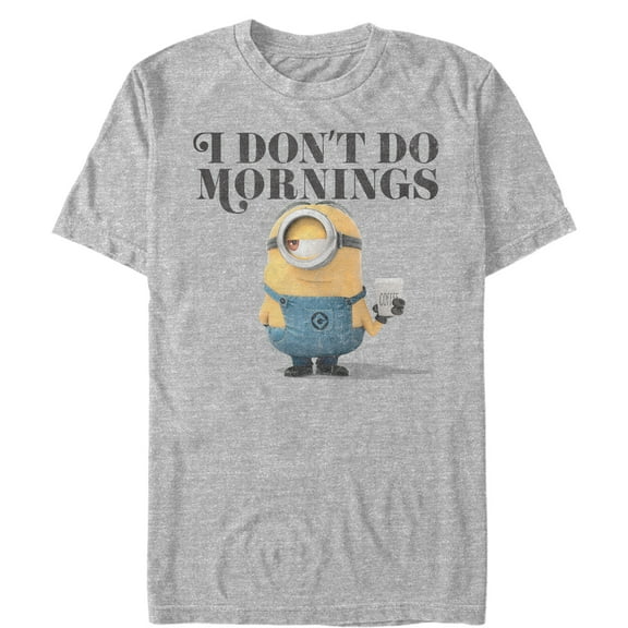 Men's Despicable Me Minion Don't Do Mornings Graphic Tee Athletic Heather Large