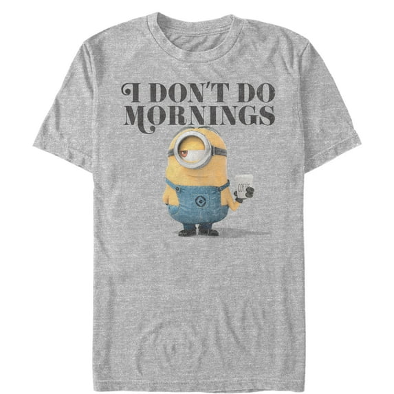 Men's Despicable Me Minion Don't Do Mornings Graphic Tee Athletic Heather Medium