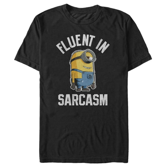 Men's Despicable Me Minion Fluent in Sarcasm Graphic Tee Black 4X Large