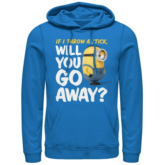 Men's Despicable Me Minion Go Away Pull Over Hoodie Royal Blue Large
