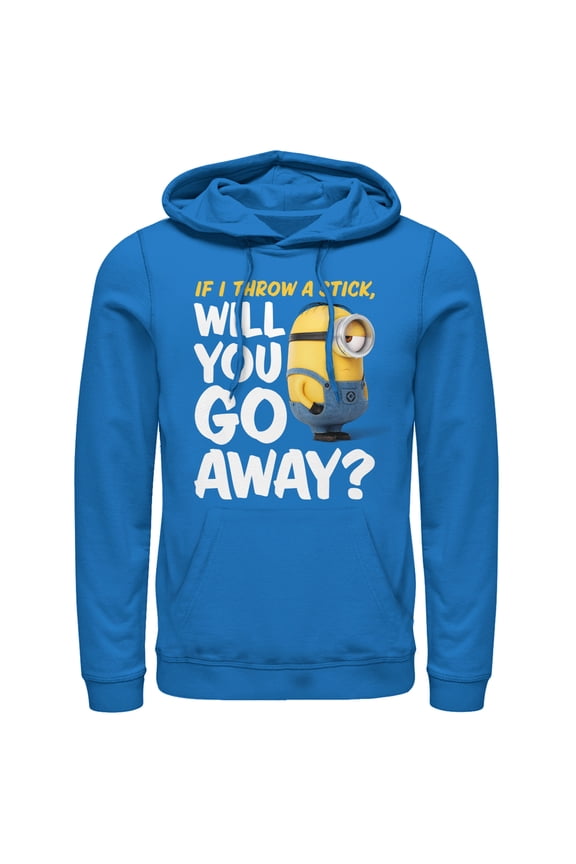 Men's Despicable Me Minion Go Away Pull Over Hoodie Royal Blue Small