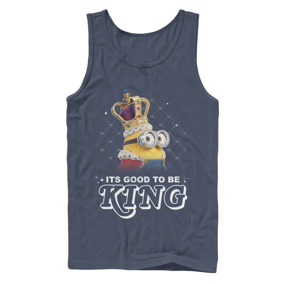 Men's Despicable Me Minion Good to Be King  Tank Top Navy Blue Medium