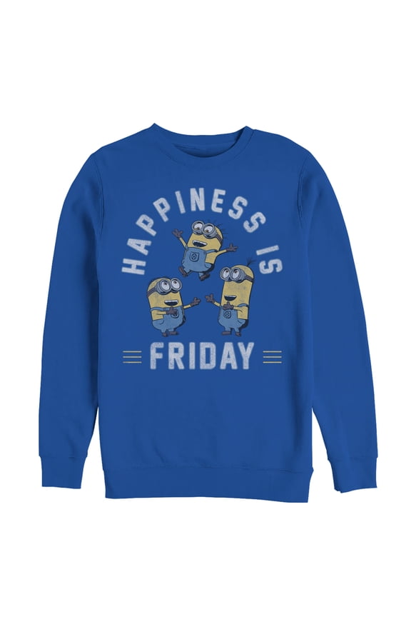 Men's Despicable Me Minion Happiness is Friday Sweatshirt Royal Blue 3X Large