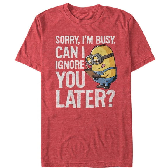 Men's Despicable Me Minion Ignore You Later Graphic Tee Red Heather X Large