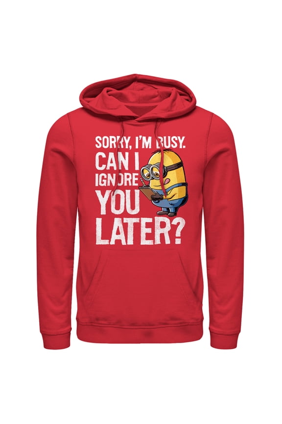 Men's Despicable Me Minion Ignore You Later Pull Over Hoodie Red Small