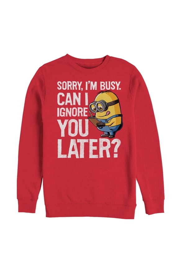 Men's Despicable Me Minion Ignore You Later  Sweatshirt Red Large