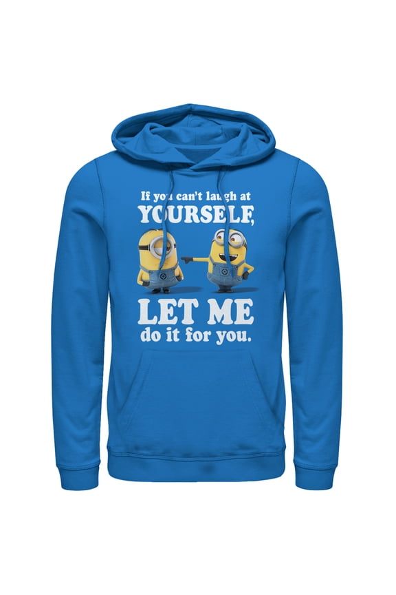Men's Despicable Me Minion Laugh At You Pull Over Hoodie Royal Blue Small