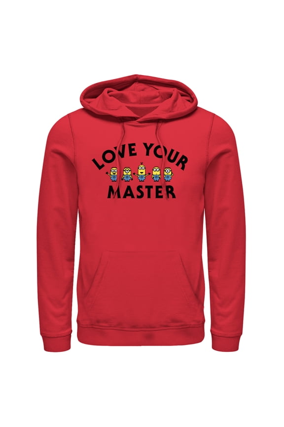 Men's Despicable Me Minion Love Master Pull Over Hoodie Red X Large