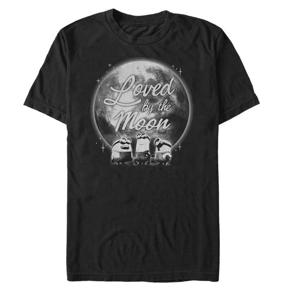 Men's Despicable Me Minion Loved By Moon Graphic Tee Black Small