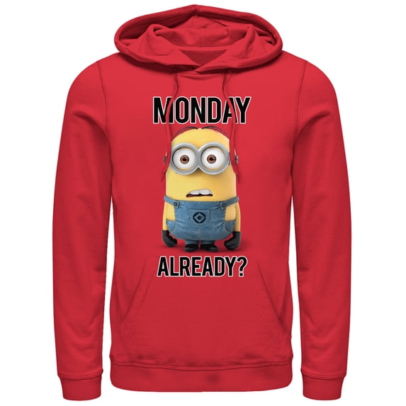Men's Despicable Me Minion Monday Already Pull Over Hoodie Red Medium