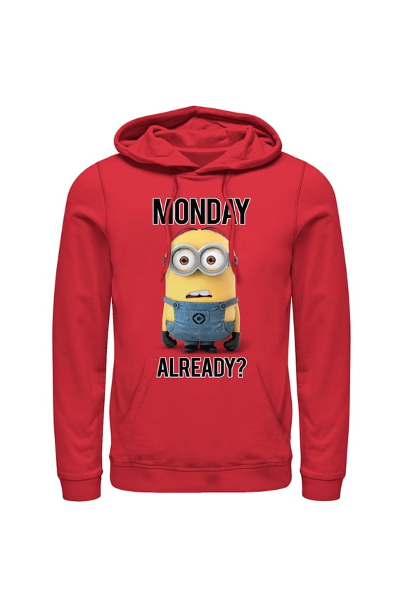 Men's Despicable Me Minion Monday Already Pull Over Hoodie Red X Large