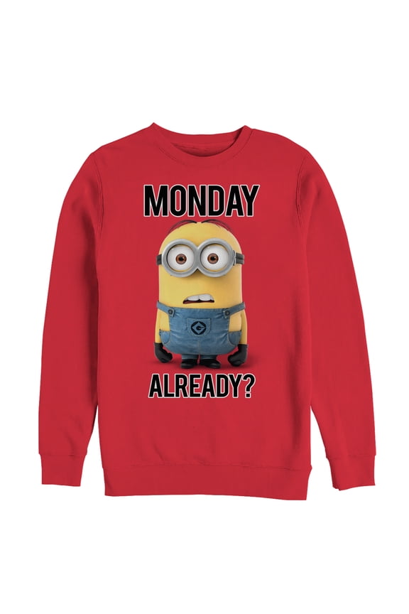 Men's Despicable Me Minion Monday Already Sweatshirt Red 2X Large