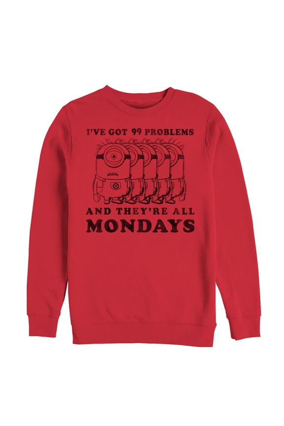 Men's Despicable Me Minion Monday Problems Sweatshirt Red 2X Large