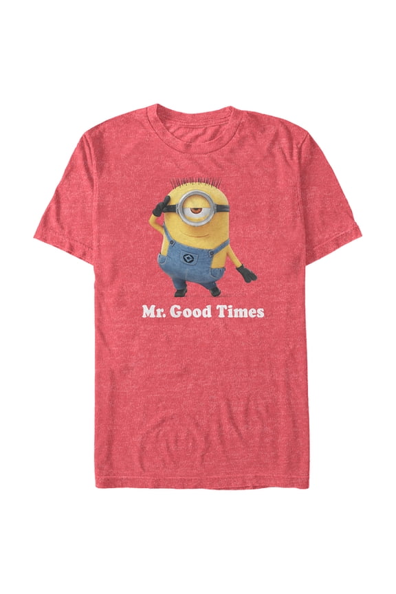 Men's Despicable Me Minion Mr. Good Times  Graphic Tee Red Heather Large